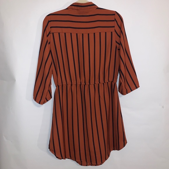 Orange Pinstriped Retro Dress - Picture 8 of 10